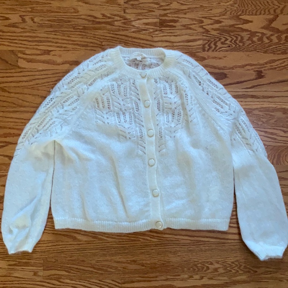 Sezane Cream Knit Openwork Cardigan - Picture 4 of 12